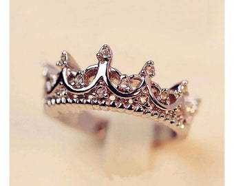 Sterling Silver Marcasite Stone Crown Ring Sterling Silver Marcasite Stone Crown Ring