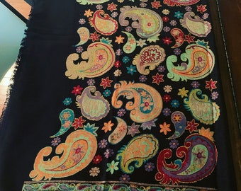 Black Shawl|Black Floral Shawl|Scarf Handmade Pashmina|Piano shawl Wrap Evening wedding pashminas blanket scarf
