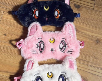 Luna Kitty slaapmasker | slaapmasker | kawaii-masker | zijden slaapmasker | slaap accessoires
