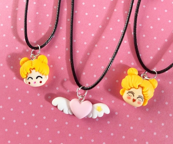 Anime Girl Charm Necklace Anime Necklace Cartoon Girl Anime Kawaii Necklace Etsy