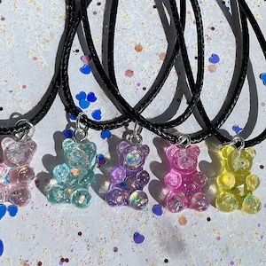 Cute Solid Color Glitter Gummy Bear Beads (10 x 16mm)