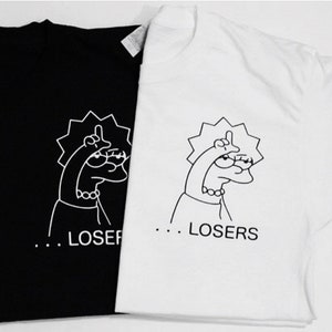 Lisa Simpson LOSER quote printed T-Shirt | The Simpsons | Lisa Simpson | loser | quote T-shirt | vinyl printed shirt | gifts for women