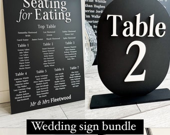 Acrylic Wedding Sign Bundle - Wedding Sign Package Including Seating Chart - Welcome Sign - Table Numbers - Reserved Signs