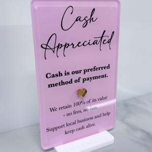 Mini Business Bargeld Lieblings-Schild | Cash-Schild | Bargeld geschätzt Zeichen | Schild mit Ständer | Marktstand