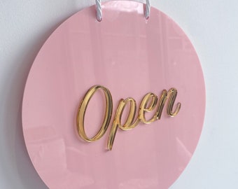 Open Closed Sign, salon sign, bar sign, 3D sign, acrylic sign, boutique round sign