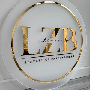 Acrylic salon sign, business name sign, Salon signage, 3D acrylic sign, room sign, 3D sign, frost base and gold sign