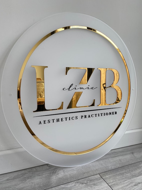 Acryl Salon Schild, Firmenschild, Salon Schild, 3D Acryl Schild, Raum Schild,  3D Schild, Frost Basis und Gold Schild -  Schweiz