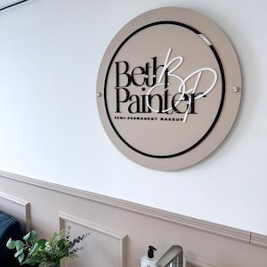 Custom 3D Acrylic Salon Sign, Gold Business Logo Wall Sign, Personalised Hair Salon, Nail Bar & Beauty Room Reception Decor