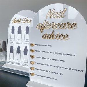 Bundle: Nail Sign and Stand Desk Sign Bundle | Nail Aftercare Sign | Nail Shape Guide Sign | Salon Sign | Beauty Room Sign