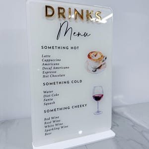 Acryl Getränkekarte | UV Gedruckt mit 3D Titel | Cafe-Menü | Salon Menü | Cocktailkarte