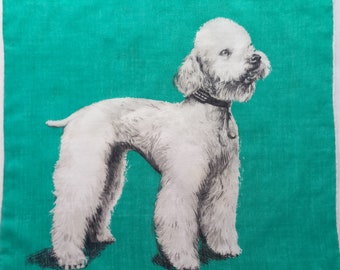 Vintage | Handkerchief | Poodle | Used | Wear | 11.8/11.8 inches