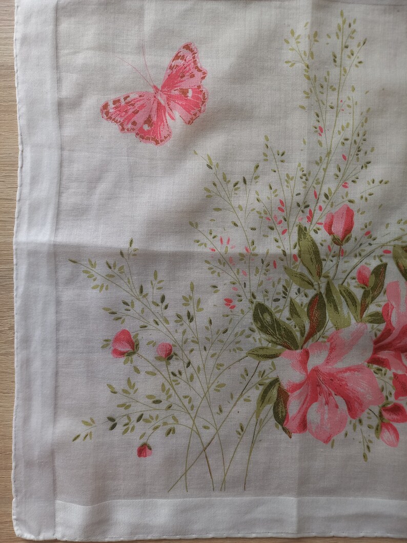 Vintage Kreier Scarf Pink Green White Floral Pure Cotton Mid Etsy UK