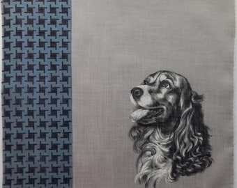 Vintage | Handkerchief | Fisba | Dog | Graphic Design | Cotton | 12.4/12.4 inches