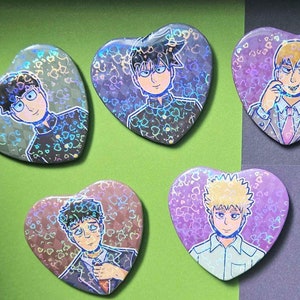 Psychic Holographic Heart Buttons || MP100