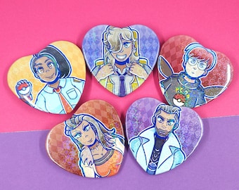 Scarlet/Violet Holographic Heart Buttons