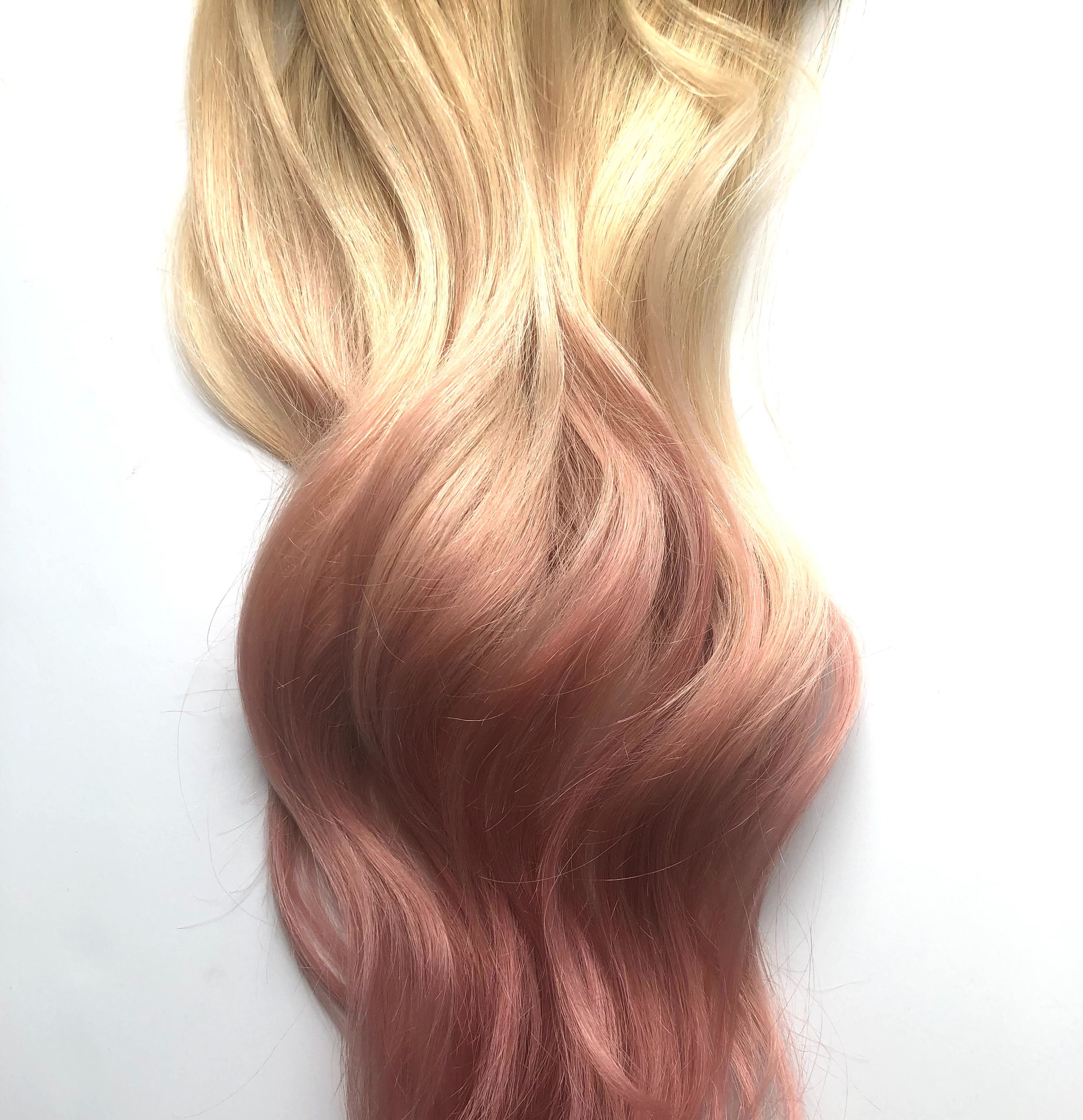 Dusty Rose Full Clip In Extension Pink Balayage Set of Clip in Human Hair Extensions  main image 4