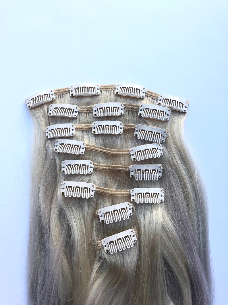 Lavender Hair Extensions / Clip in With Blonde Ombre 18 / Purple