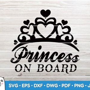 Princess On Board Svg Princess Svg Princess Cut File Little Etsy
