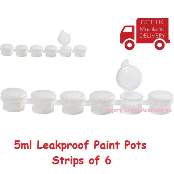 102050100x Plastic Paint Pot Strips of 6 Snap Shut Lid for Etsy