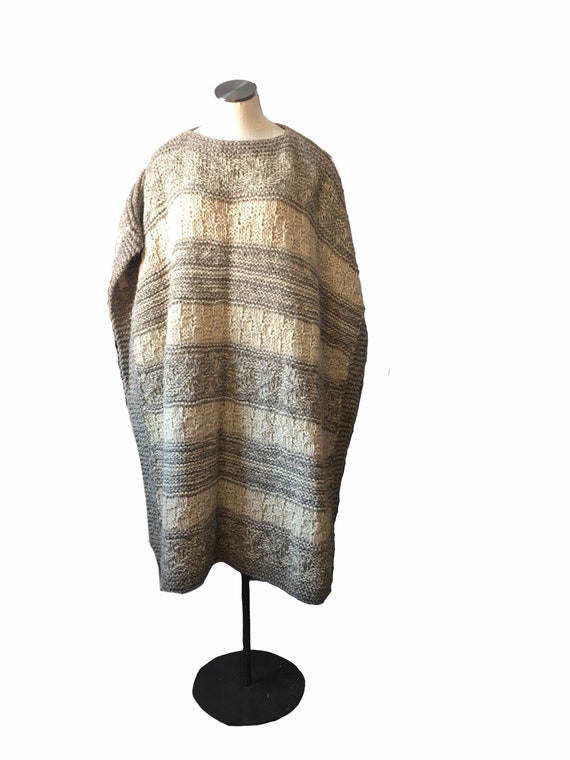Hand knit vintage 70s Poncho