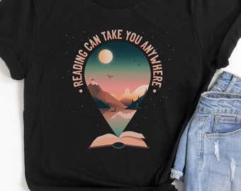 La lectura puede llevarte a cualquier parte: camisa para amantes de los libros, camisa para lectores de libros, nerd de libros, regalo para amantes de los libros, camisa de bibliotecario, camisa de ratón de biblioteca