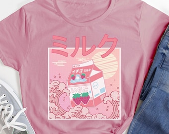 Koszula Strawberry Milk – Kawaii, japońska odzież estetyczna z lat 90.