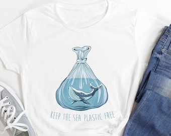 海をプラスチックフリーに - クジラシャツ | アースデー | 海を守ろう | 環境ギフト | クジラアート | クジラ | サーフシャツ
