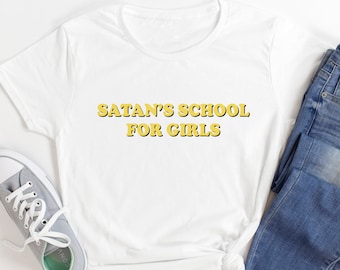 Satan’s School for girls shirt - Horror movie shirt - Grunge shirt - Vintage look - Pastel goth shirt, kawaii typography, satan shirt