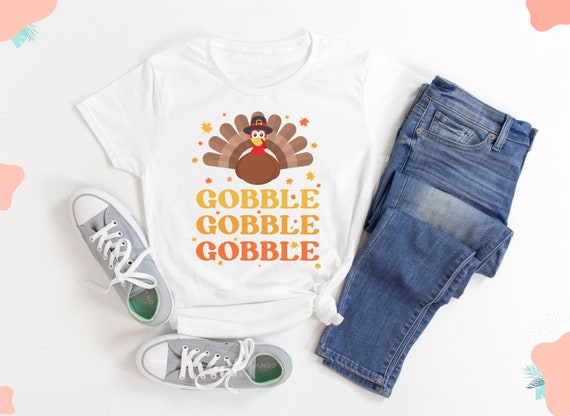Gobble Gobble Gobble | Thanksgiving shirt | Cute thanksgiving tee | Fall shirt | Thanksgiving gift | Cute turkey | Thanksgiving illustration
