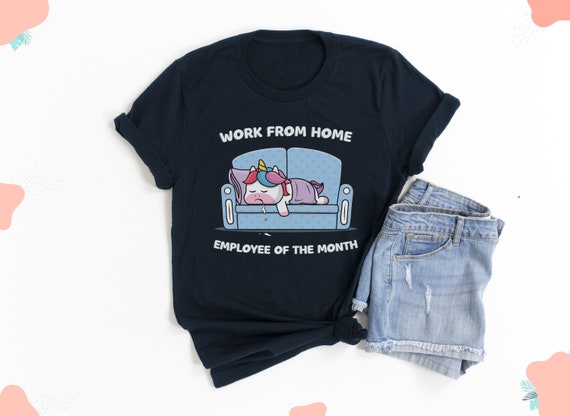 Work From Home Employee Of The Month Shirt - Cute unicorn shirt - Sleeping unicorn - Since March 2020, Funny gift ideas, gift for coworkers