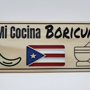 Mi Cocina Boricua Wood Sign