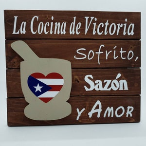 Personalized Puerto Rican Kitchen Wood Sign