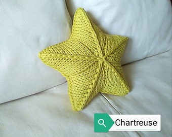 Star pillow  Chartreuse Knitted pillow Knit Decorative pillow Knit cushion Aroma pillow Kids pillow decorative baby starSweater pillow