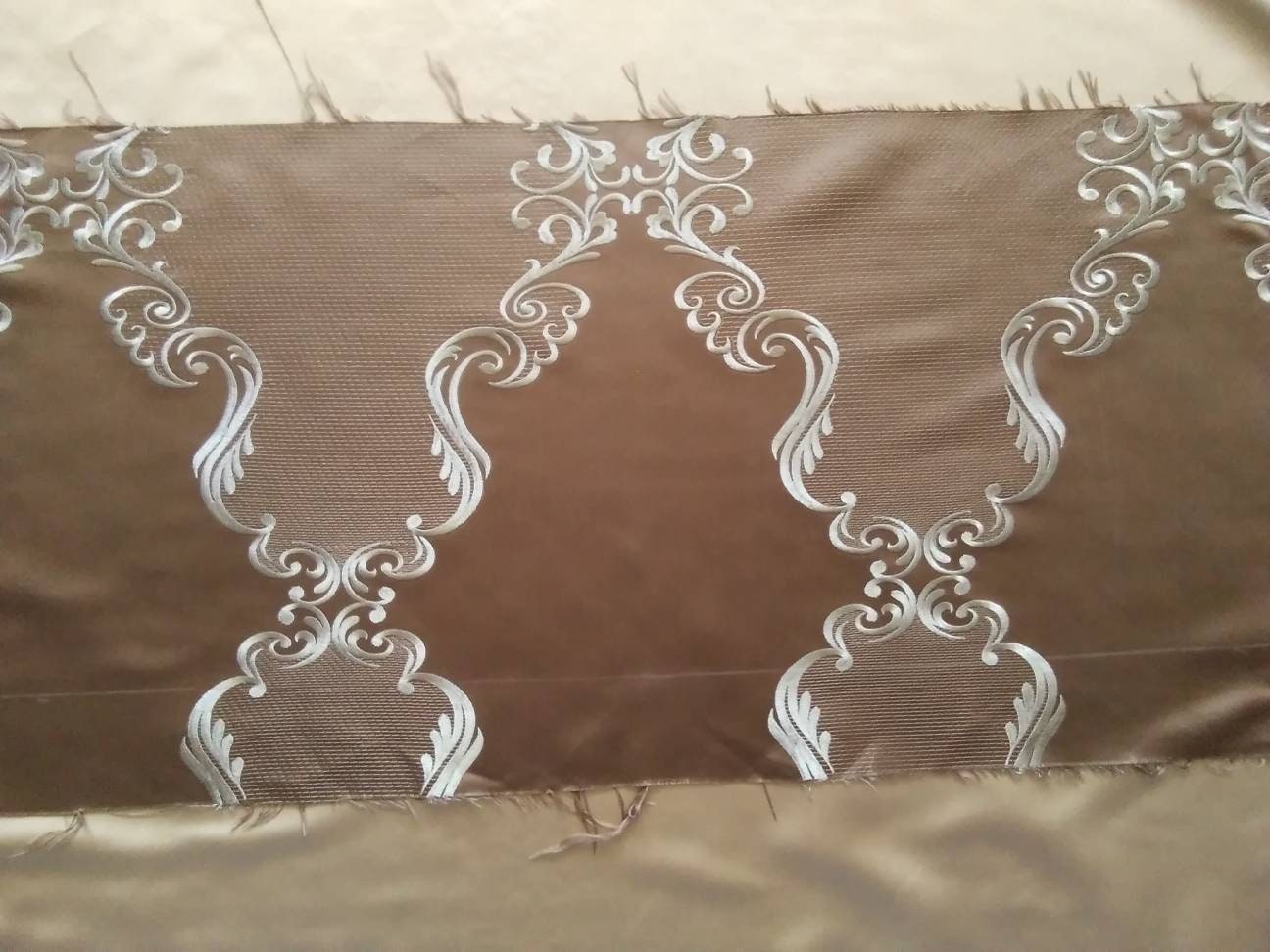 Satin fabric with classic embroidery Etsy