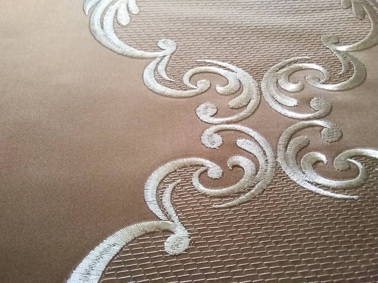 Satin fabric with classic embroidery Etsy