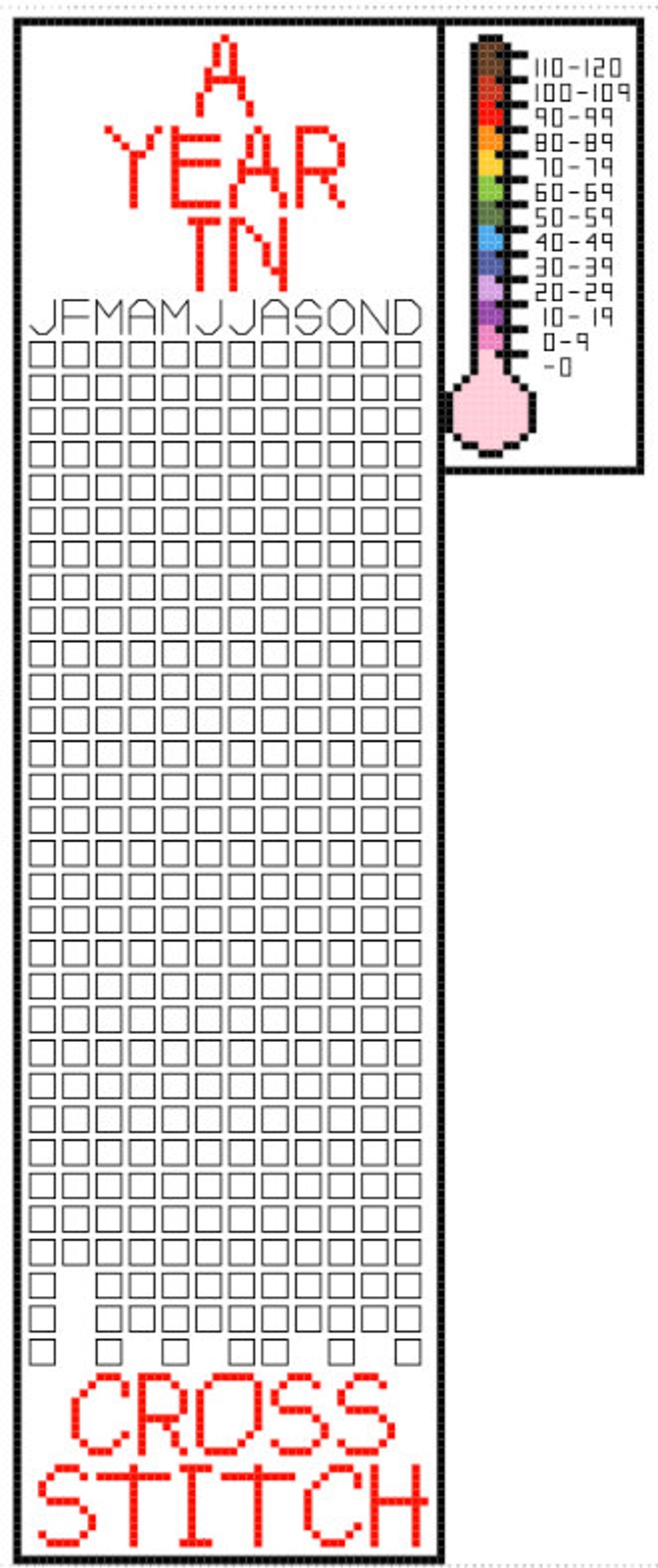 Cross Stitch Temperature Chart Etsy