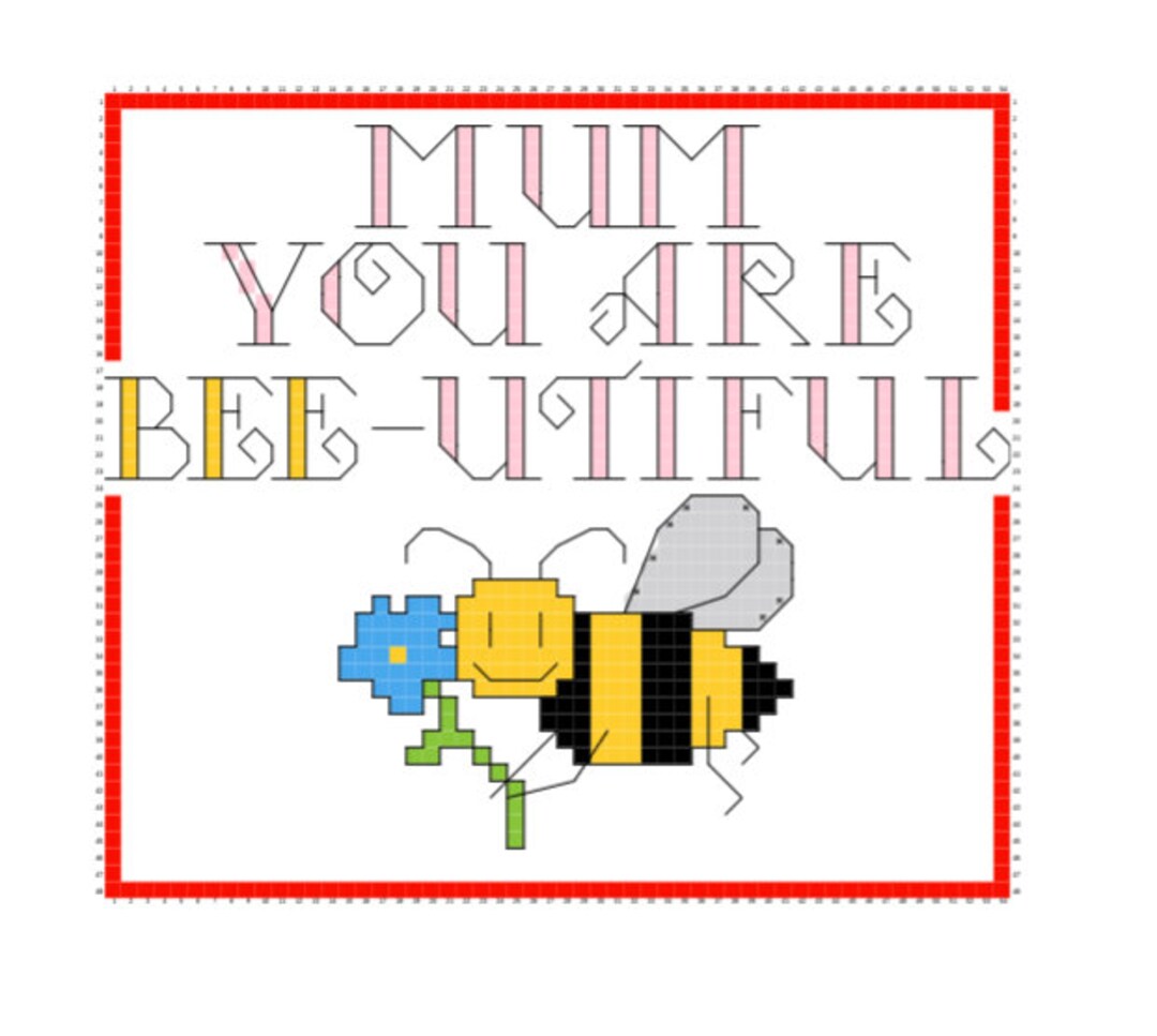 Mum Bee Utiful Card Cross Stitch Pattern Etsy