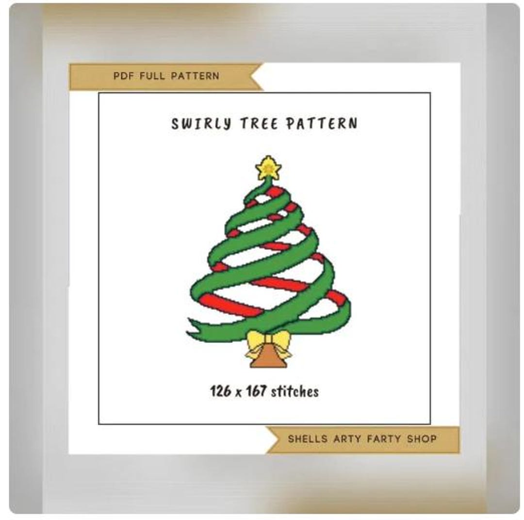 Plain Swirly Ribbon Christmas Tree Cross Stitch Pattern - Etsy