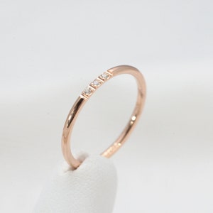Dainty Ring, Gold Minimalist Ring, Stacking Ring, Simple Diamond Ring, Cubic Zirconia Sterling Silver Ring, Thin Ring, Gift for Her