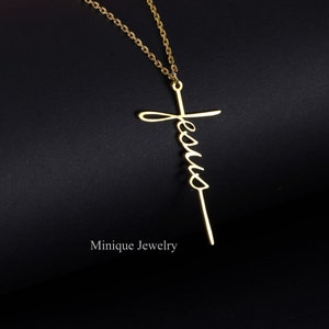 JESUS CROSS necklace, Cross necklace, Men's Women's Christian necklace, Personalized Gift, Christian gift,  Religious necklace woman's