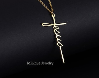 JESUS CROSS necklace, Cross necklace, Men's Women's Christian necklace, Personalized Gift, Christian gift,  Religious necklace woman's