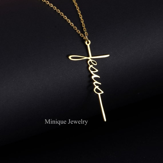 JESUS CROSS necklace, Cross necklace, Men's Women's Christian necklace, Personalized Gift, Christian gift,  Religious necklace woman's