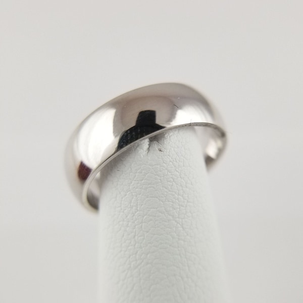 6mm Sterling Silver 925, Solid, Domed, Shiny, Classic, Simple Plain Wedding Band. Comfort Fit. Timeless wide ring. U.S.A.-made. #960