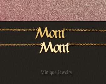 Mom Necklace, Mom Name Necklace, Mother's Day Gift, Minimal Necklace for Moms, Gift for Mom, New Mom Gift, Shiny Silver or 18K Gold Plated