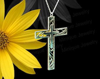 JESUS CROSS necklace, Cross necklace, Exclusive Sterling Silver Cross, Unique Christian Necklace Christian gift,  Religious necklace woman's