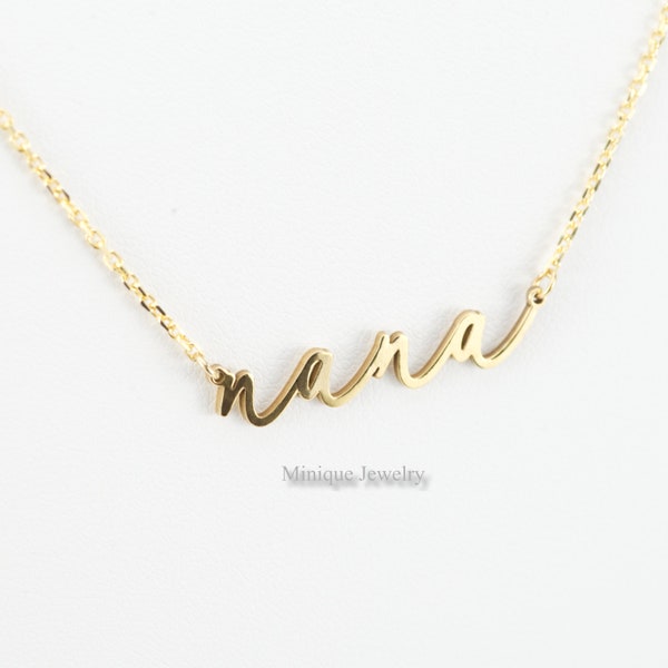 Dainty Nana Necklace in Sterling Silver, Gold, Nana Necklace, Gift for Grandma, Nana Monogram, Minimalist Nana Necklace, Gift for New Nana