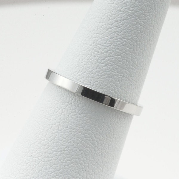 2 mm Solid Sterling Silver Stackable. Wedding Band Promise Engagement, Thumb Toe Midi Simple Minimalist Ring. 4-13, U.S. Made.
