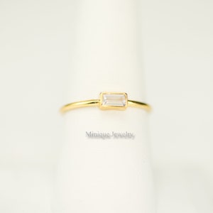 Dainty Simple Baguette Stacking Ring, Gold Minimalist Ring, Simple Diamond Ring, Sterling Silver Ring, Thin Ring, Minimalist Ring, Gift #542