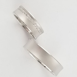 Wedding bands his and hers. 925 Solid Sterling Silver. Engagement. Comfort Fit. 6mm CZ Matching Couple Wedding Band Set. USA made. # 240&241