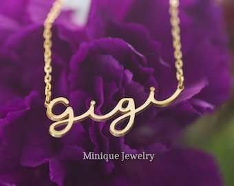 Dainty Gigi Necklace, Sterling Silver, Gigi Necklace, Gift for Grandma, Minimalist Gigi Monogram, Custom Gift for Gigi, Mothers Day Gift